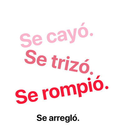 Se cayó. Se trizó. Se rompió. Se arregló.