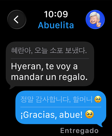 Traducción en Vivo cambia el idioma del mensaje a inglés