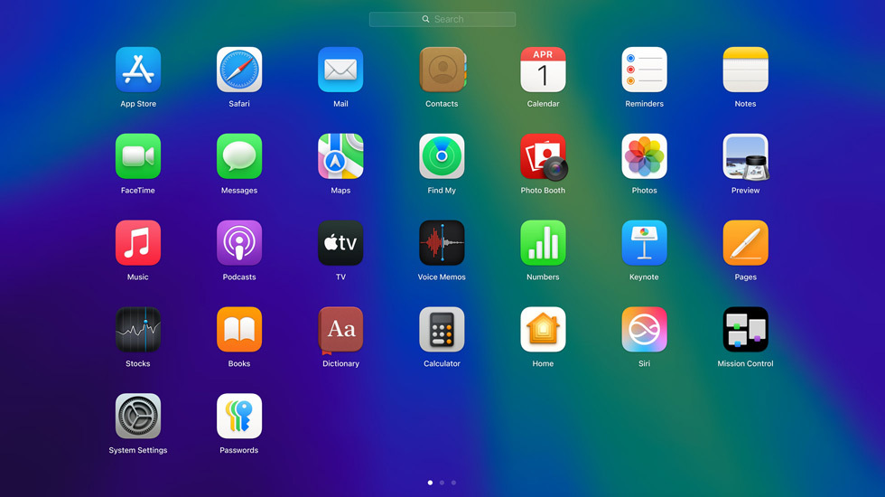En oversigt med forskellige appsymboler på skærmen.
