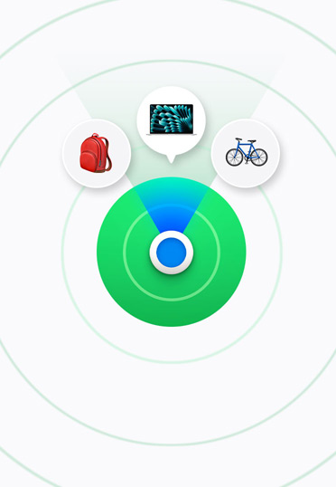En MacBook som visar en iPhone-skärm i full storlek med olika widgetar. Ett webbläsarfönster till vänster visar en färgglad bakgrund.