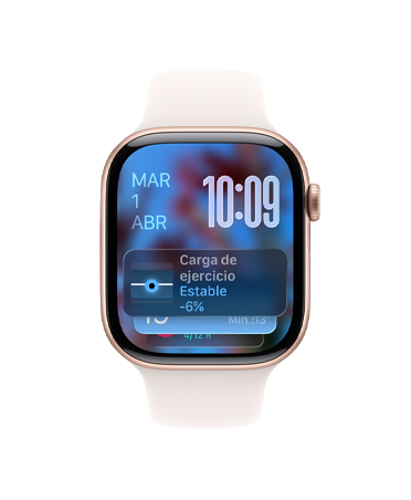 Apple Watch Series 11, color oro rosa, caja de aluminio, sugerencia de Pila Inteligente, correa deportiva rosa rubor