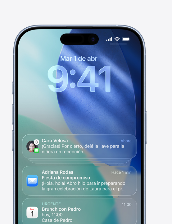Pantalla de un iPhone que muestra una notificación de Mensajes