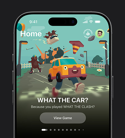 Image of a game recommendation displayed in the library tab in Apple Games on iPhone 17 Pro