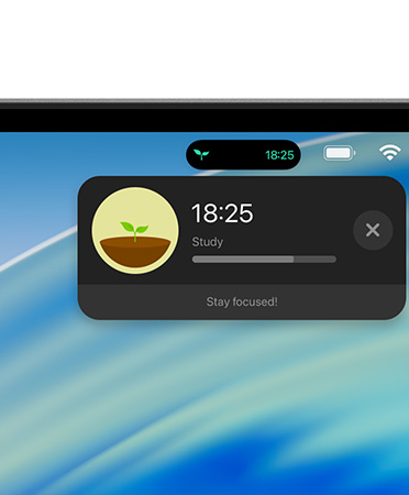 ด้านบนของหน้าจออุปกรณ์ Mac แสดงแถบเมนูพร้อมกิจกรรมสดแบบขยายของ Uber Eats