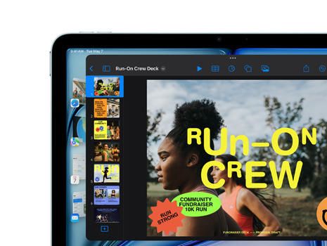 Bir iPad’de görüntülenen bir Keynote sunumu.