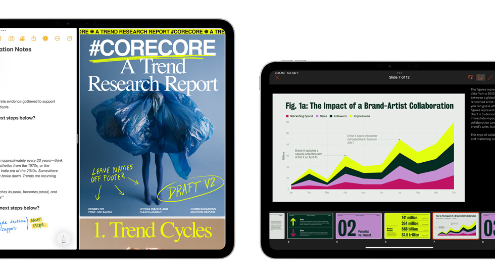 Noter og en præsentation vist på flere skærme.