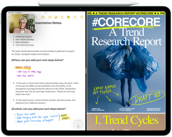 A Jegyzetek app egy iPaden, amelyhez egy Apple Pencil van rögzítve