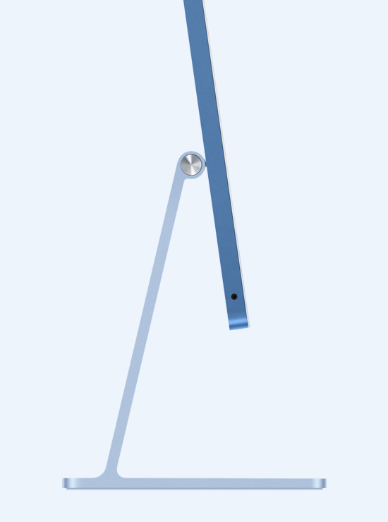 Perfil de un iMac azul