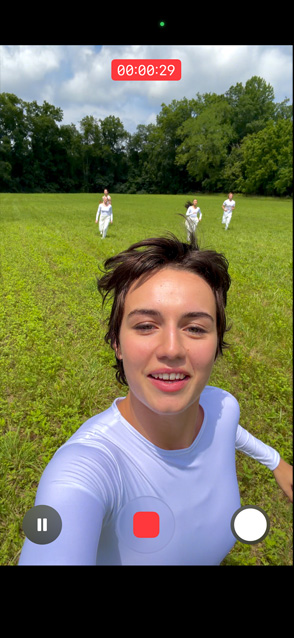 iPhone 17 Pro screen showing ultra-stabilised video feature during a video of a person running