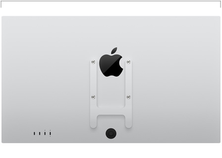 Vue arrière du Studio Display XDR avec kit de montage VESA, indiquant la largeur