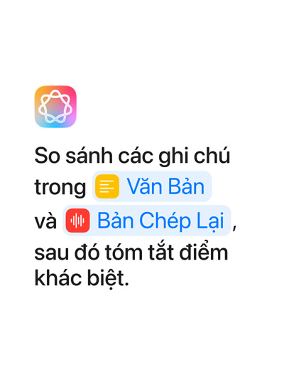 Compare notes in Text and Transcription then summarize the differences, with the words ‘Text’ and ‘Transcription’ highlighted in blue as they appear as they would in the Shortcuts app