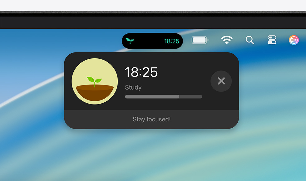 Top of Mac device screen showing the menu bar with an expanded Live Activity for Uber Eats